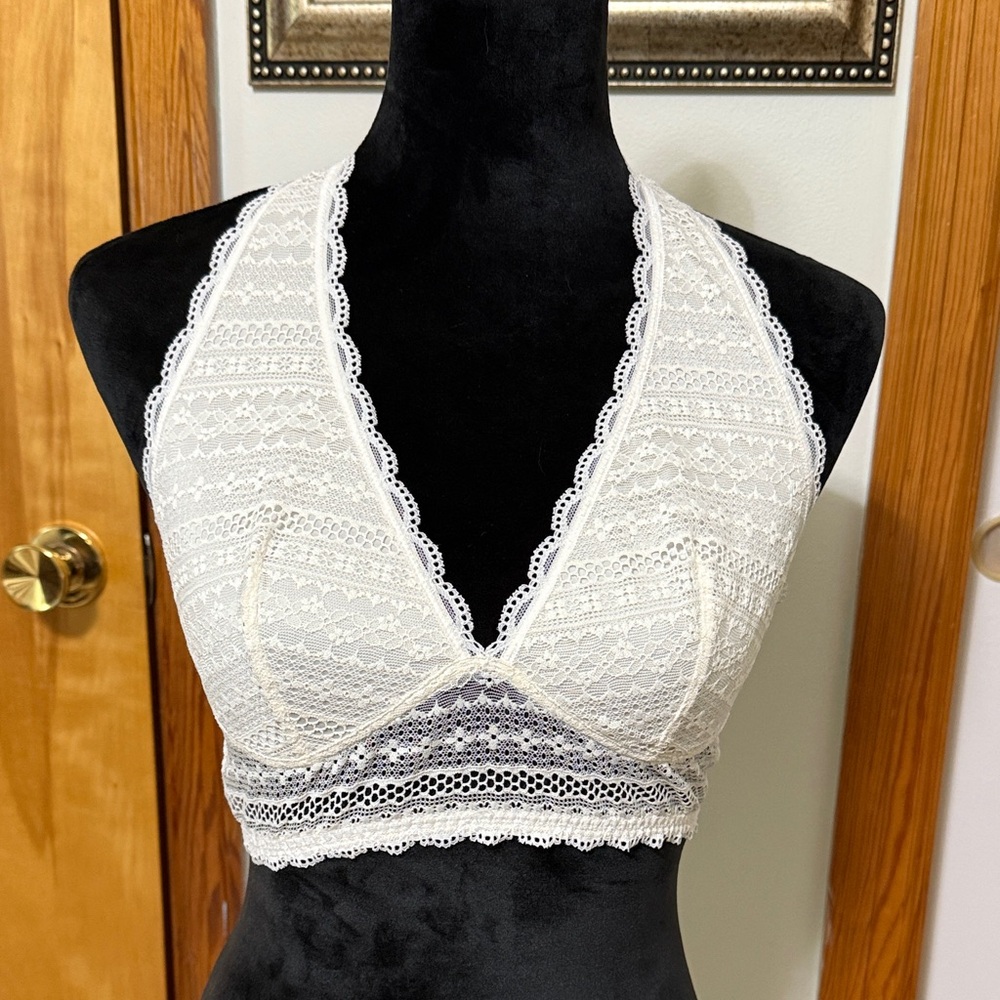 Victoria's Secret Lace Halter Bralette in White